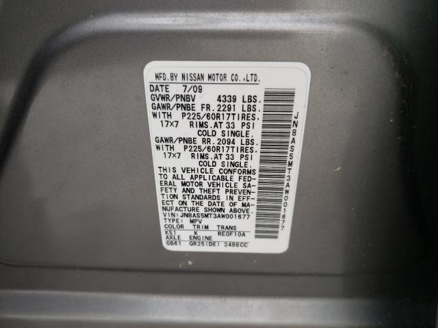 Photo 10 from auction – 2010 NISSAN ROGUE with VIN JN8AS5MT3AW001677