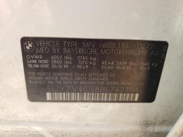 Photo 10 from auction – 2011 BMW X5 XDRIVE3 with VIN 5UXZV4C58BL742394