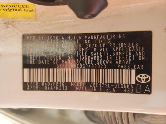 Photo 10 from auction – 2016 TOYOTA COROLLA L with VIN 5YFBURHE9GP498023