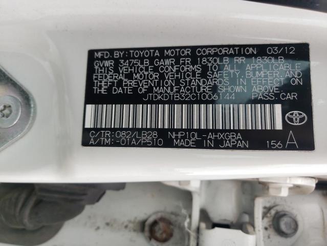 Photo 10 from auction – 2012 TOYOTA PRIUS C with VIN JTDKDTB32C1006144