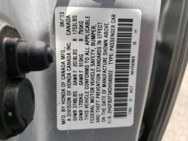 Photo 10 from auction – 2013 HONDA CIVIC LX with VIN 2HGFB2F54DH546922