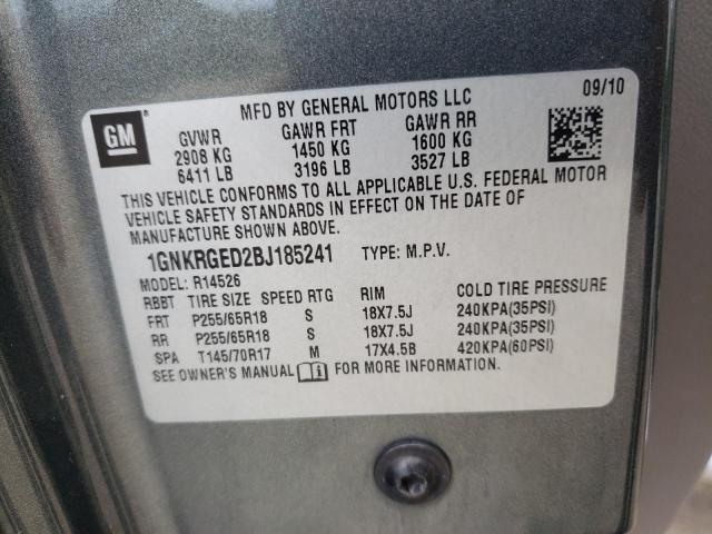 Photo 10 from auction – 2011 CHEVROLET TRAVERSE L with VIN 1GNKRGED2BJ185241