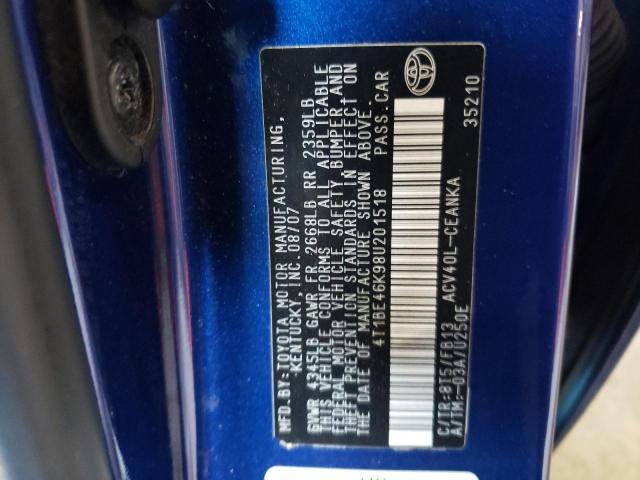 Photo 10 from auction – 2008 TOYOTA CAMRY CE with VIN 4T1BE46K98U201518