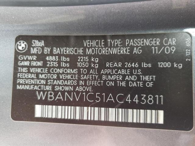 Photo 10 from auction – 2010 BMW 528 XI with VIN WBANV1C51AC443811