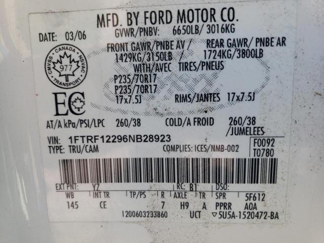 Photo 10 from auction – 2006 FORD F150 with VIN 1FTRF12296NB28923