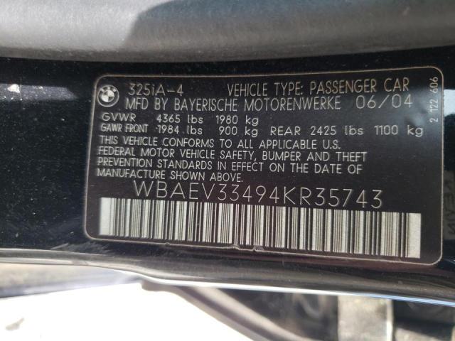 Photo 10 from auction – 2004 BMW 325 I with VIN WBAEV33494KR35743