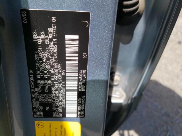 Photo 10 from auction – 2004 LEXUS RX 330 with VIN JTJGA31U140021716