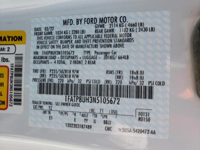 Photo 10 from auction – 2022 FORD MUSTANG with VIN 1FATP8UH3N5105672