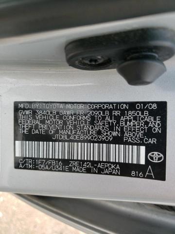 Photo 10 from auction – 2009 TOYOTA COROLLA BA with VIN JTDBL40E899023909