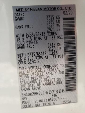 Photo 10 from auction – 2020 NISSAN PATHFINDER with VIN 5N1DR2BM5LC607366