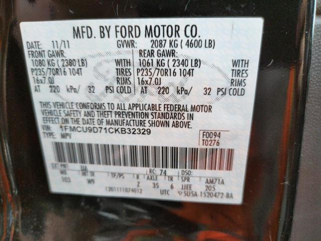 Photo 10 from auction – 2012 FORD ESCAPE XLT with VIN 1FMCU9D71CKB32329