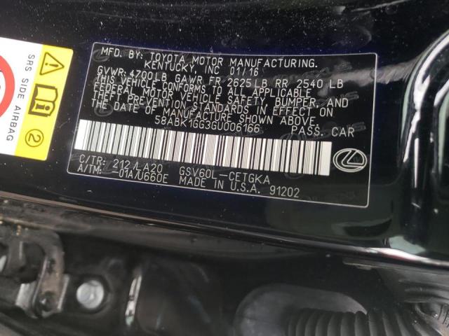 Photo 10 from auction – 2016 LEXUS ES 350 with VIN 58ABK1GG3GU006166