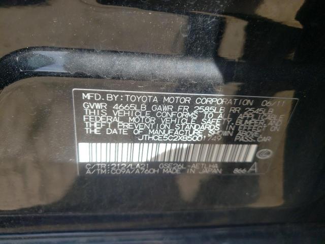 Photo 10 from auction – 2011 LEXUS IS 350 with VIN JTHCE5C2XB5001749