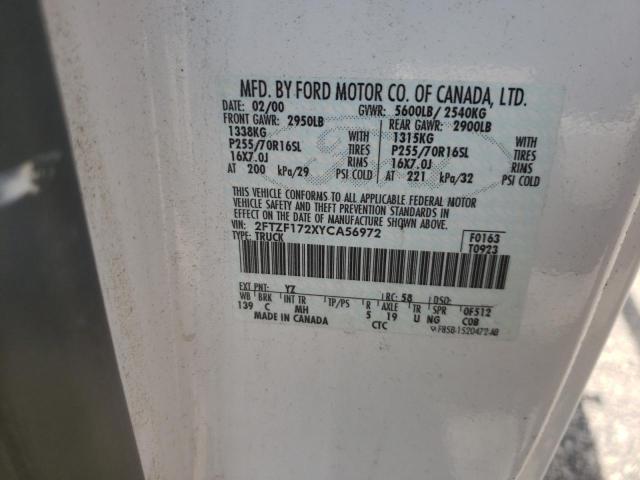 Photo 10 from auction – 2000 FORD F-150 with VIN 2FTZF172XYCA56972