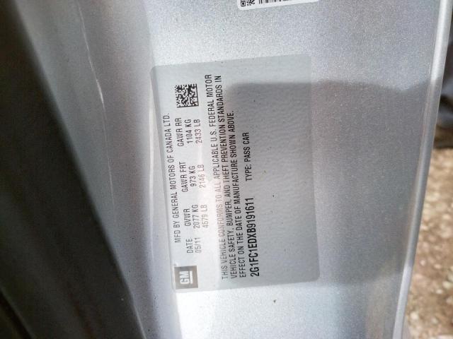 Photo 10 from auction – 2011 CHEVROLET CAMARO LT with VIN 2G1FC1EDXB9191611