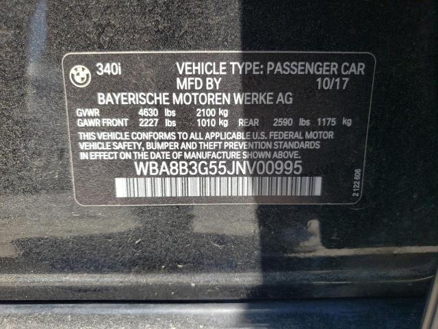 Photo 10 from auction – 2018 BMW 340 I with VIN WBA8B3G55JNV00995