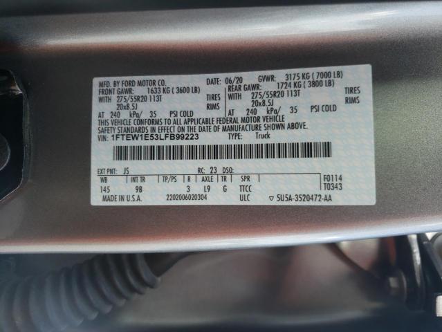 Photo 10 from auction – 2020 FORD F150 SUPER with VIN 1FTEW1E53LFB99223