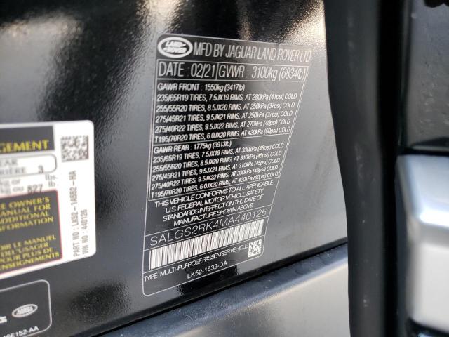 Photo 10 from auction – 2021 LAND ROVER RANGE ROVE with VIN SALGS2RK4MA440126