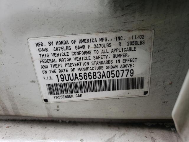 Photo 10 from auction – 2003 ACURA 3.2TL with VIN 19UUA56683A050779