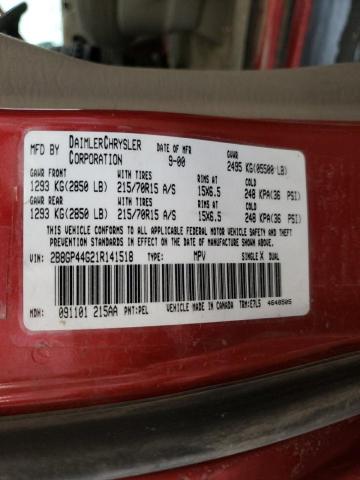 Photo 10 from auction – 2001 DODGE GRAND CARA with VIN 2B8GP44G21R141518