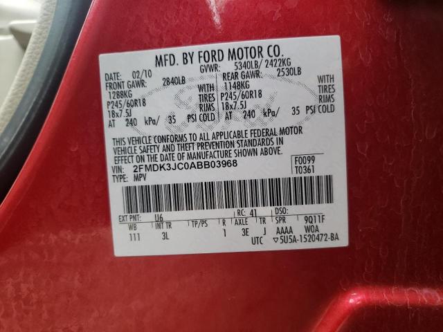Photo 10 from auction – 2010 FORD EDGE SEL with VIN 2FMDK3JC0ABB03968