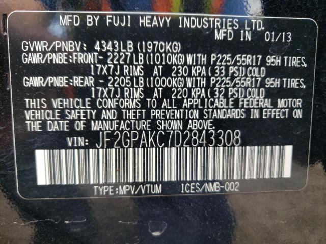 Photo 10 from auction – 2013 SUBARU XV CROSSTR with VIN JF2GPAKC7D2843308