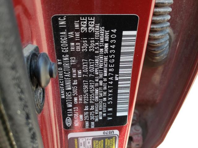 Photo 10 from auction – 2014 KIA SORENTO LX with VIN 5XYKT4A78EG534304