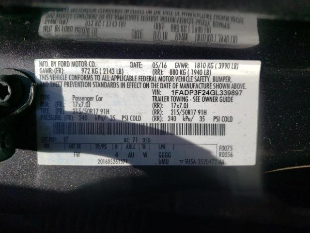 Photo 10 from auction – 2016 FORD FOCUS SE with VIN 1FADP3F24GL339897