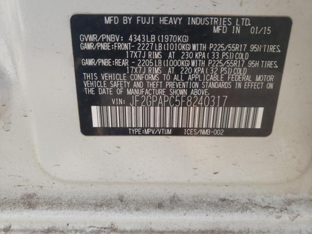 Photo 10 from auction – 2015 SUBARU XV CROSSTR with VIN JF2GPAPC5F8240317