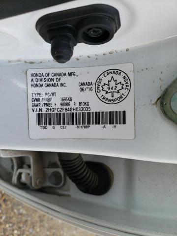 Photo 10 from auction – 2016 HONDA CIVIC EX with VIN 2HGFC2F84GH033035