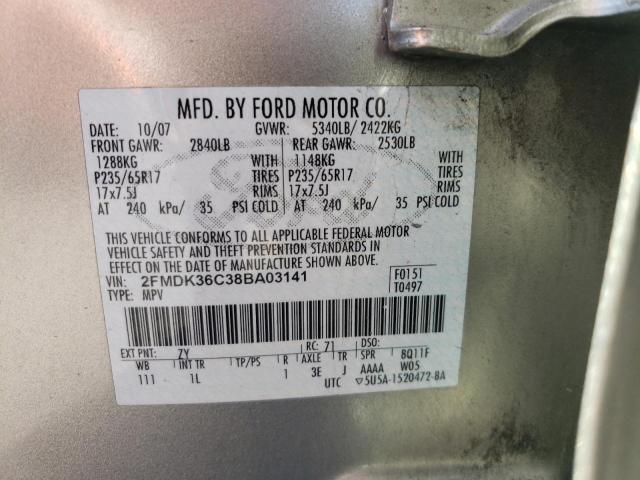Photo 10 from auction – 2008 FORD EDGE with VIN 2FMDK36C38BA03141