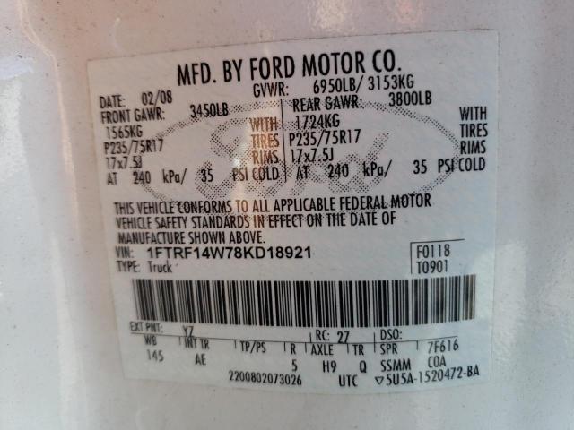 صورة رقم 10 من المزاد - 2008 FORD F150 مع VIN 1FTRF14W78KD18921
