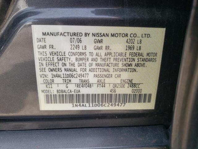 Photo 10 from auction – 2006 NISSAN ALTIMA S with VIN 1N4AL11D06C249477