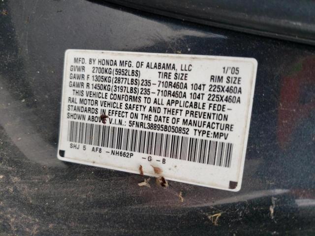 Photo 10 from auction – 2005 HONDA ODYSSEY TO with VIN 5FNRL38895B050852