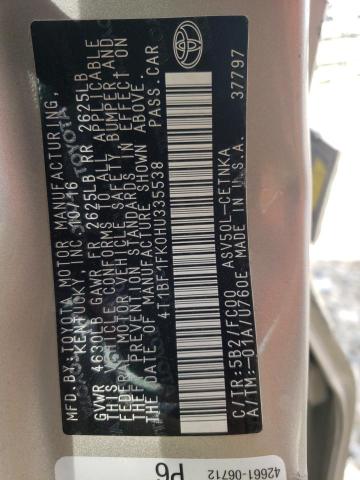 Photo 10 from auction – 2017 TOYOTA CAMRY LE with VIN 4T1BF1FK0HU335538