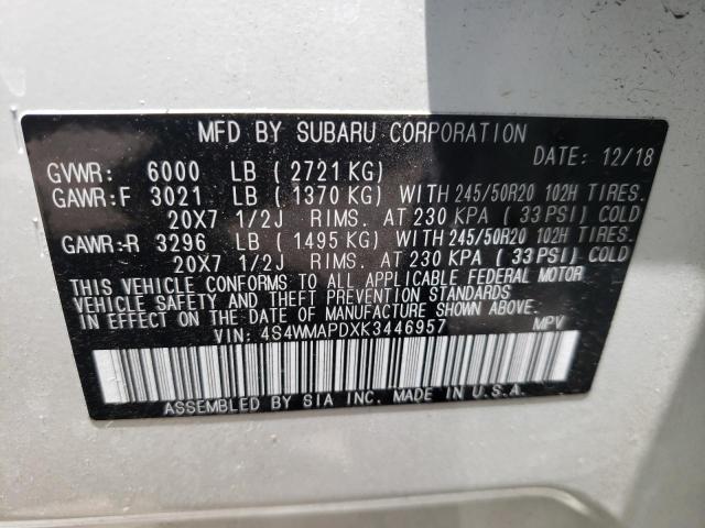 Photo 10 from auction – 2019 SUBARU ASCENT LIM with VIN 4S4WMAPDXK3446957