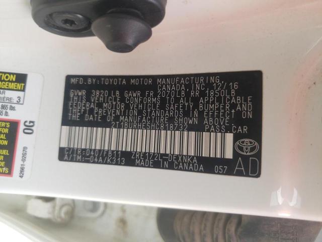 Photo 10 from auction – 2017 TOYOTA COROLLA L with VIN 2T1BURHE5HC818732