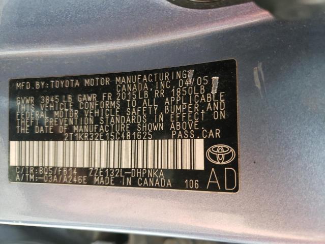 Photo 10 from auction – 2005 TOYOTA MATRX with VIN 2T1KR32E15C481625