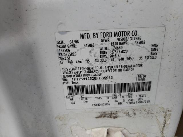 Photo 10 from auction – 2008 FORD F150 SUPER with VIN 1FTPW12528FB85933