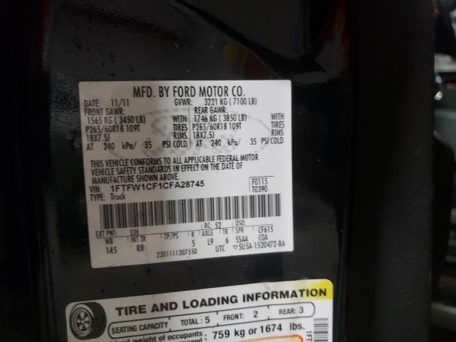 Photo 10 from auction – 2012 FORD F150 SUPER with VIN 1FTFW1CF1CFA28745
