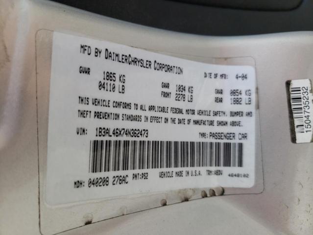 Photo 10 from auction – 2004 DODGE STRATUS SX with VIN 1B3AL46X74N362473