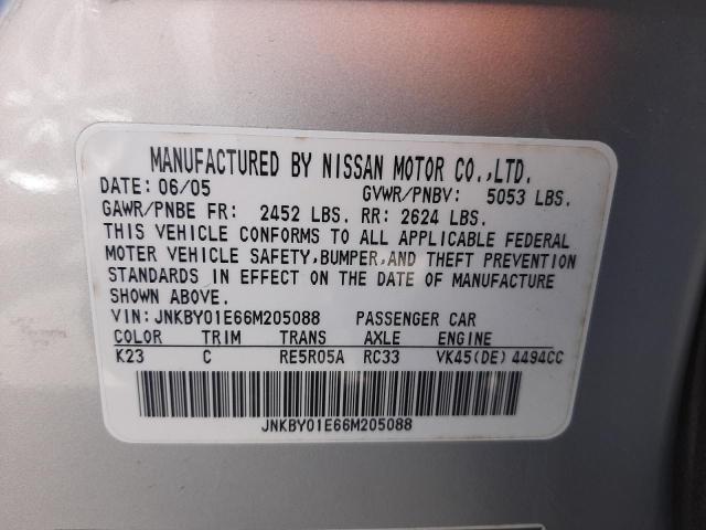 Photo 10 from auction – 2006 INFINITI M45 BASE with VIN JNKBY01E66M205088