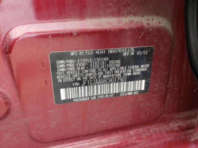 Photo 10 from auction – 2012 SUBARU IMPREZA with VIN JF1GJAA66CH017501