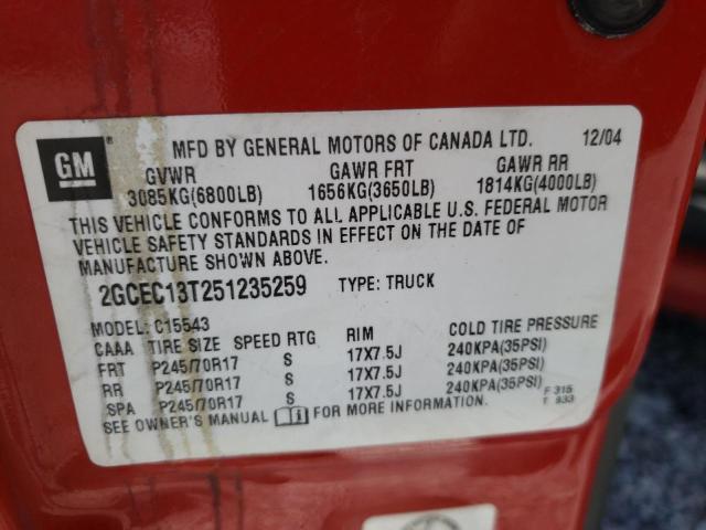 Photo 10 from auction – 2005 CHEVROLET SILVERADO with VIN 2GCEC13T251235259