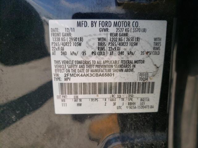 Photo 10 from auction – 2012 FORD EDGE SPORT with VIN 2FMDK4AK3CBA65801
