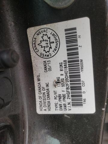 Photo 10 from auction – 2013 HONDA CIVIC LX with VIN 2HGFB2F59DH018468