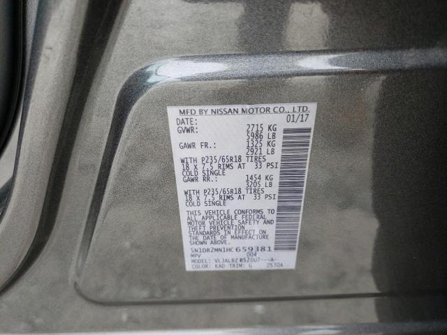 Photo 10 from auction – 2017 NISSAN PATHFINDER with VIN 5N1DR2MN1HC659381