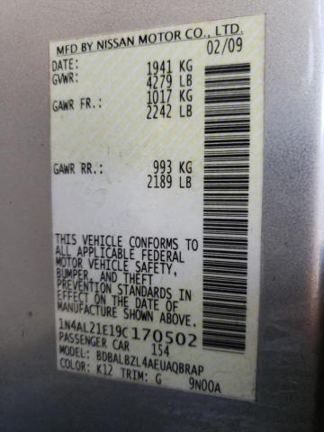 Photo 10 from auction – 2009 NISSAN ALTIMA 2.5 with VIN 1N4AL21E19C170502