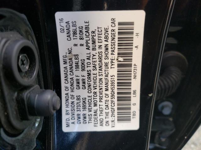 Photo 10 from auction – 2016 HONDA CIVIC LX with VIN 2HGFC2F59GH539515