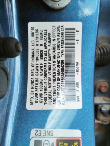 Photo 10 from auction – 2010 HONDA CIVIC LX with VIN 19XFA1F53AE084209